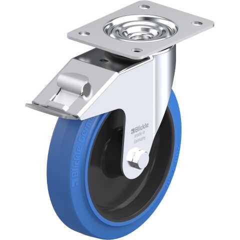 BLICKLE - ROULETTE PIVOTANTE À FREIN Ø 200MM BANDAGE CAOUTCHOUC NR 300KG - LE-POEV 200R-FI-SB