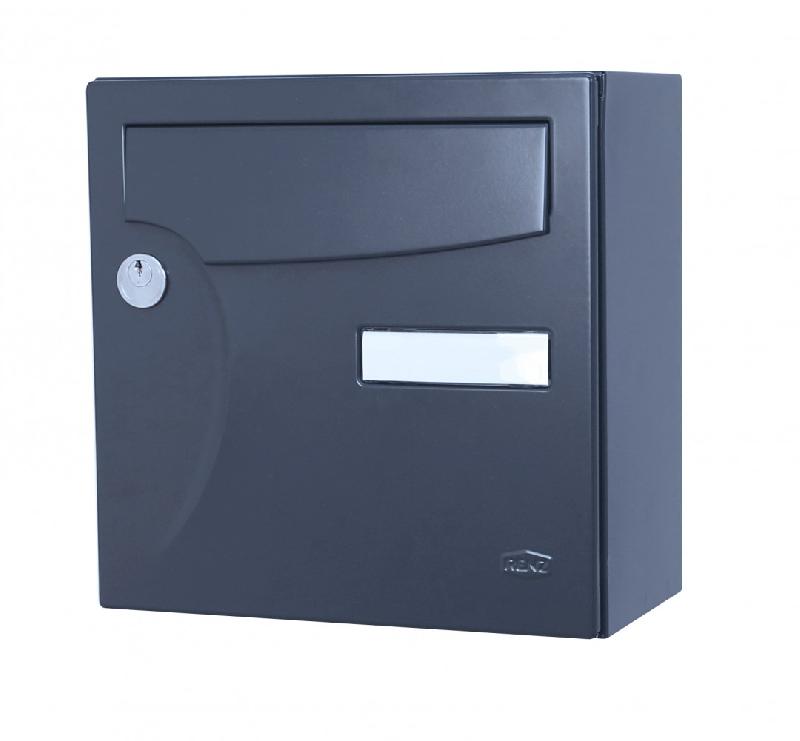 Boîte aux lettres compacte 1 porte - acier anthracite mat RENZ Animation - serrure agréée La Poste - dimensions 285x285x150mm_0
