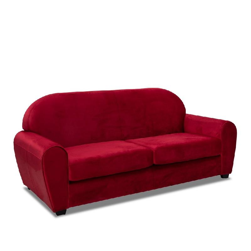 Canapé fixe club 3 places en velours rouge - design vintage anglais - fabrication italienne_0