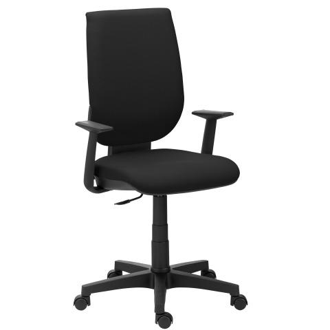 CHAISE DE BUREAU NAO TISSU NOIR - DOSSIER HAUT ACCOUDOIRS FIXES - MÉCANISME CONTACT PERMANENT - PIEDS NOIRS