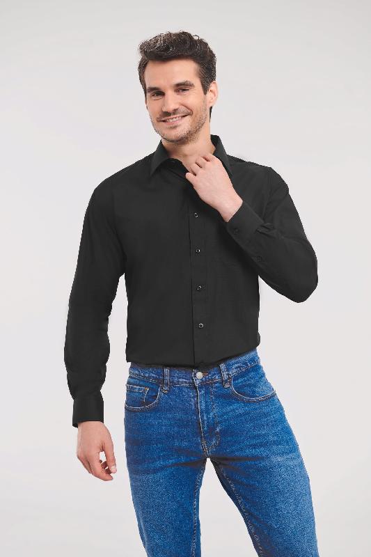 Chemise homme popeline polycoton manches longues - Réf: RU934M - élégante et résistante - entretien facile_0
