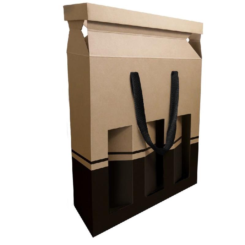 Coffret kraft 3 bouteilles Pop up 27x9,5X34 cm - par 10_0