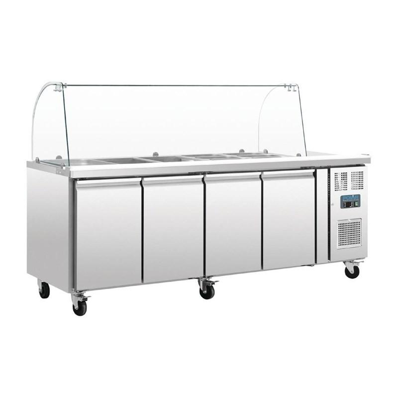 Comptoir de préparation réfrigéré GN avec pare-haleine Série U 4 portes CT395 Polar_0