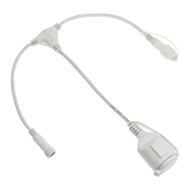 Connecteur en T avec prise secteur blanc 230V pour guirlande IP67 Lotti - 8024199018587_0