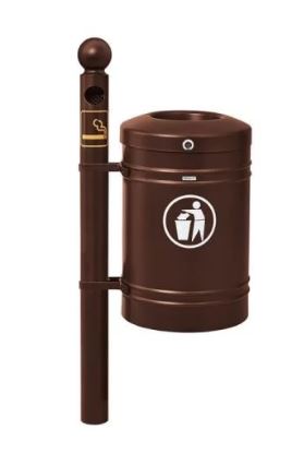 Corbeille Guyenne sur pied latéral 40 litres avec cendrier - acier, verrouillage par clé triangle_0