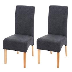 Décoshop26 - 2x chaises de salle à manger cuisine en tissu gris foncé pieds en bois clairs 04_0000244 - gris 3000254118985_0