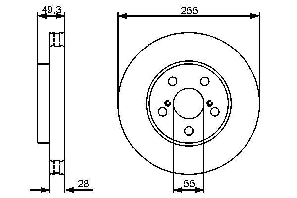 Disque de frein ventilé Bosch 0986479490 - Avant - Boîte de 2 disques - 5 trous_0