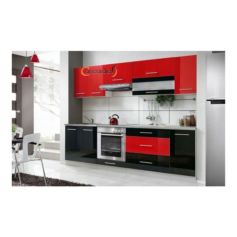 ELM 260 - CUISINE COMPLÈTE L 2,6 M 8 PCS + PLAN DE TRAVAIL INCLUS - ENSEMBLE MEUBLES CUISINE LINÉAIRE + ARMOIRE FOUR ENCASTRABLE - NOIR