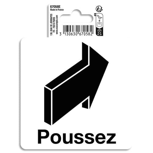 Exacompta - Panneau directionnel PVC adhésif antidérapant flèche 'Poussez' 10 cm - Réf. 67058E_0