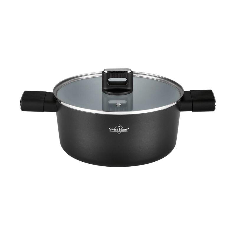 Faitout 24x11cm avec couvercle tous feux dont induction Speiez Castle Collection Noir  SH-SCC24B usage non-intensif Swiss Haus - 5407011643212_0