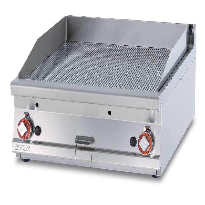 Fry Top à gaz de comptoir strié. 2 zones de cuisson. Plaque cm 99,5x45. Dimensions 100x60 h28. Modèle FTRT-610G - 2340_0
