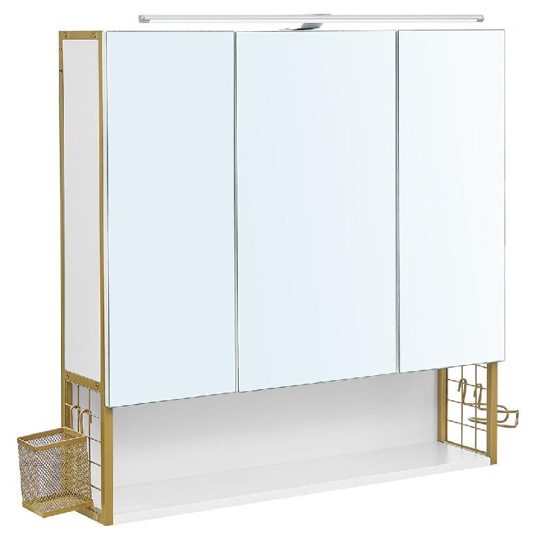 Helloshop26 - Armoire murale avec miroir meuble de salle de bain 70 x 14,5 x 70 cm avec lampe led placard 3 portes avec étagère 12_0004037 - 3000222_0