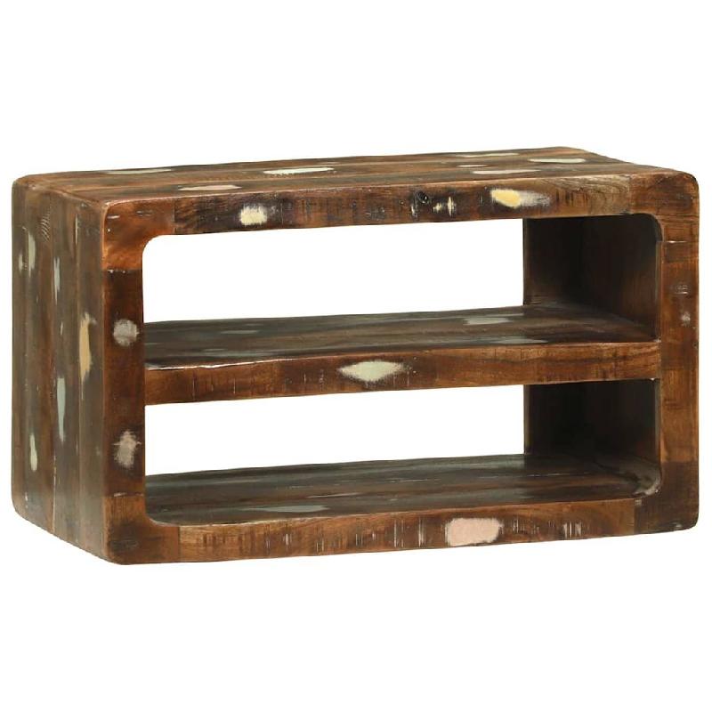 Helloshop26 - Meuble TV moderne avec 2 étagères rangement 60 x 32 x 36 cm en bois massif de récupération 02_0058076 - Bois massif 3000240388620_0