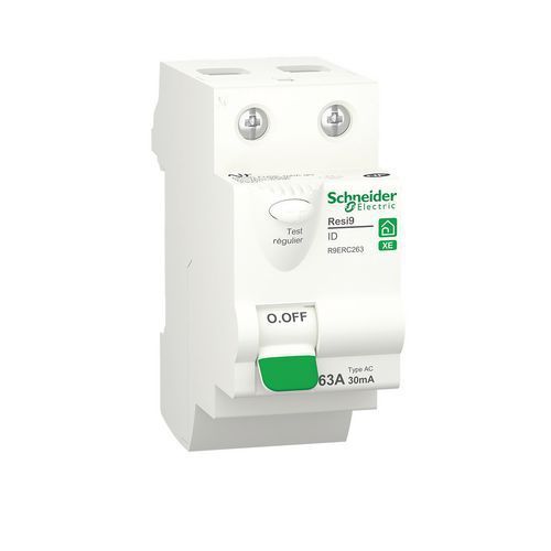 INTERRUPTEUR DIFFÉRENTIEL 2P 63A 30MA - TYPE AC RESI9 XE - SCHNEIDER ELECTRIC