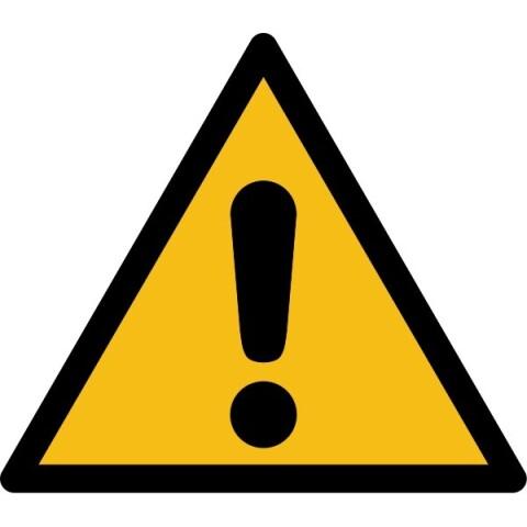 LOT DE 4 - SIGNALÉTIQUE DE DANGER - PICTO DANGER GÉNÉRAL - W001 - ISO 7010 PVC 2 MM 100 MM