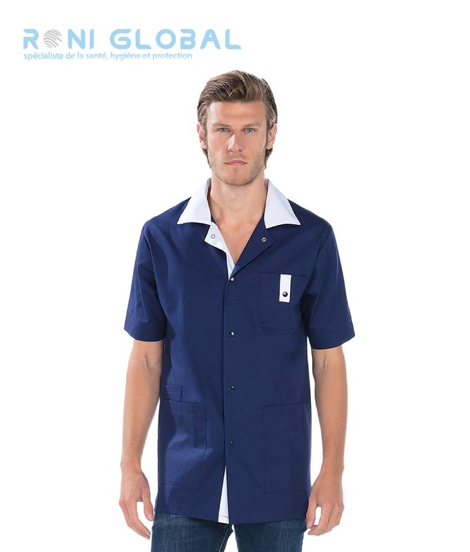 Tunique de travail unisexe - manches courtes - coton et polyester - 4 poches - Marius Remi Confection - Ref R-6153_0