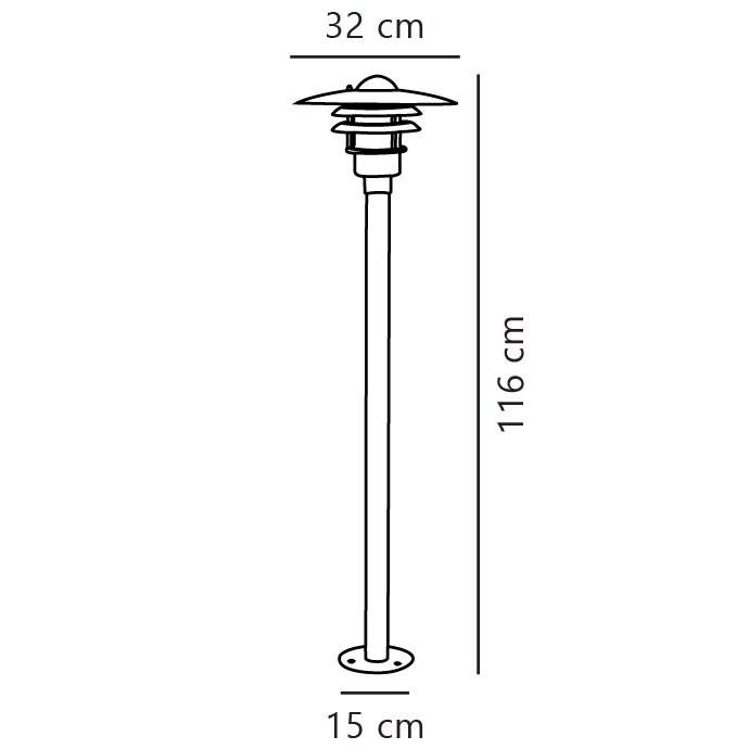 Nordlux Potelet_SSL LØNSTRUP 32 Acier galvanisé Acier galvanisé, H.116 - IP44 - E27 / Extérieur - gris acier 5701581253674_0