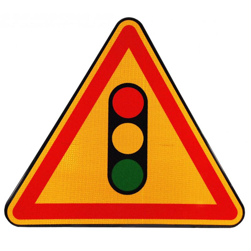 Panneau de signalisation AK17 - danger feux tricolores réglant une circulation alternée_0