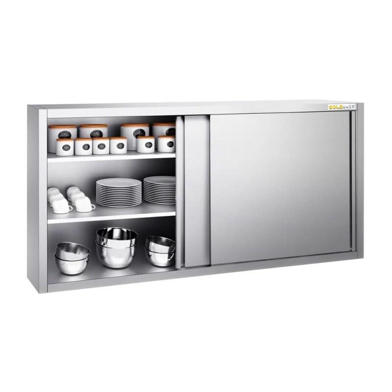 Placard mural inox 1800x400 mm - Hauteur 1000 mm avec portes coulissantes PREMIUM - GOLDINOX - gris inox 3701770815135_0