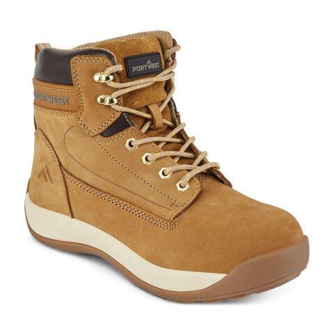 PORTWEST FW32 CHAUSSURE MI-HAUTE CUIR NUBUCK EMBOUT ACIER S3 HRO MIEL - TAILLE 40