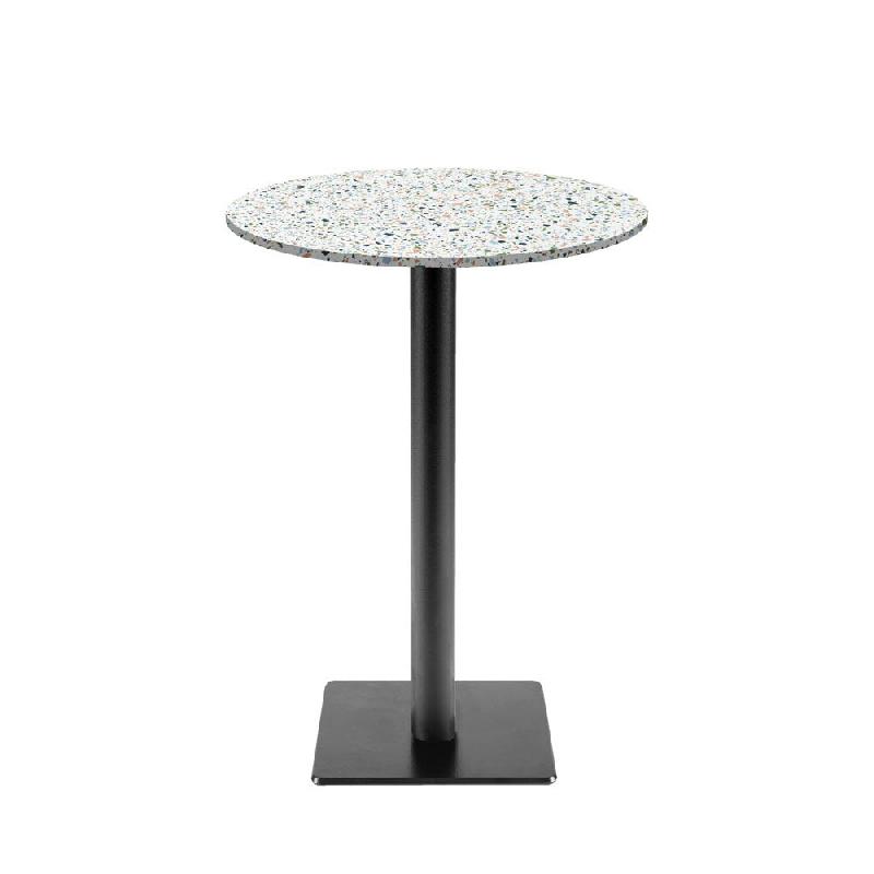 RestooTab - Mange-debout Milan T Ø50cm décor terrazzo spectra chip - blanc fonte TB-MITFF-R50M-TER.SPE_0