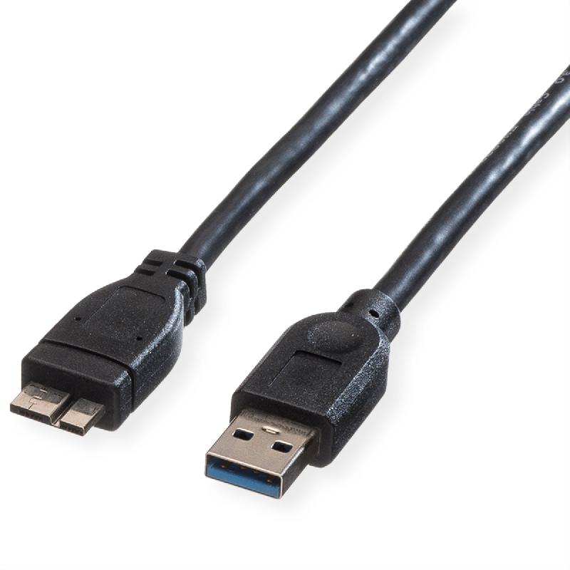 ROLINE Câble USB 3.2 Gen 1, A M - Micro B M, noir, 0,15 m_0