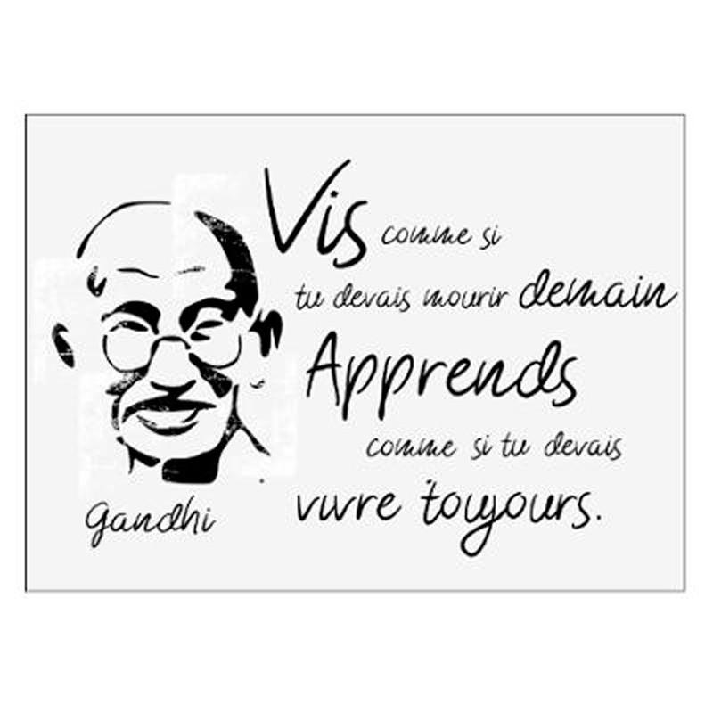 Sticker Mural Citation Gandhi 50x70cm Noir Blanc Paris Prix