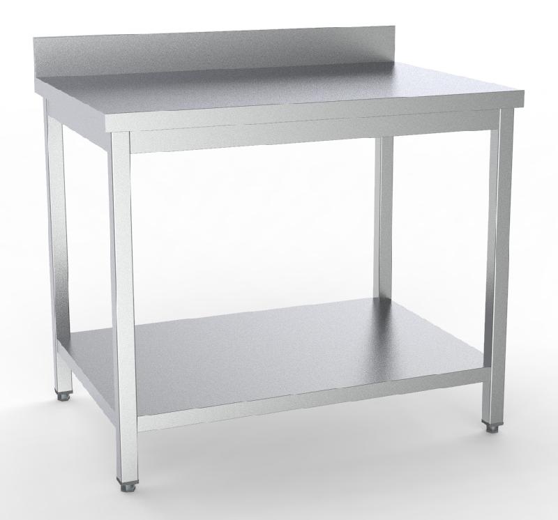 Table inox de travail dosseret + étagère démontable profondeur 600m... - P7333.0092_0