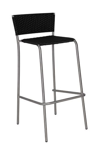 Tabouret de bar Louisa - Structure inox - Assise et dossier en polyester noir - Empilable 4 chaises_0