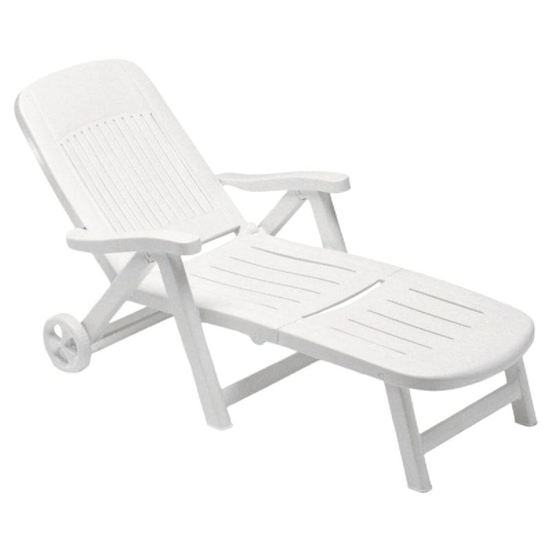 Transat California Scab en résine avec dossier inclinable et roulettes 80 x 190 x 98 cm (hauteur) Blanc - blanc matière synthétique 8005733012575_0