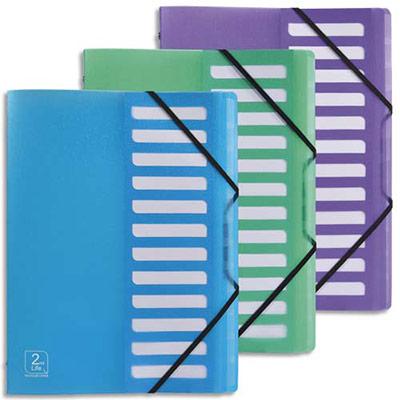 TRIEUR A ELASTIQUES ELBA 2ND LIFE - 12 TOUCHES - POLYPROPYLENE TRANSLUCIDE 5/10E - COLORIS ASSORTIS - LOT DE 12