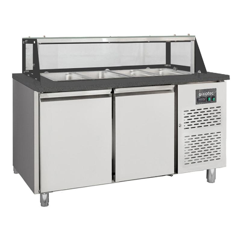 Vaiotec saladier bar / 2 compartiments avec portes, superstructure vitrée, pour 4 bacs GN 1/1 « noir », 1500 x 800 mm - inox 12230_0