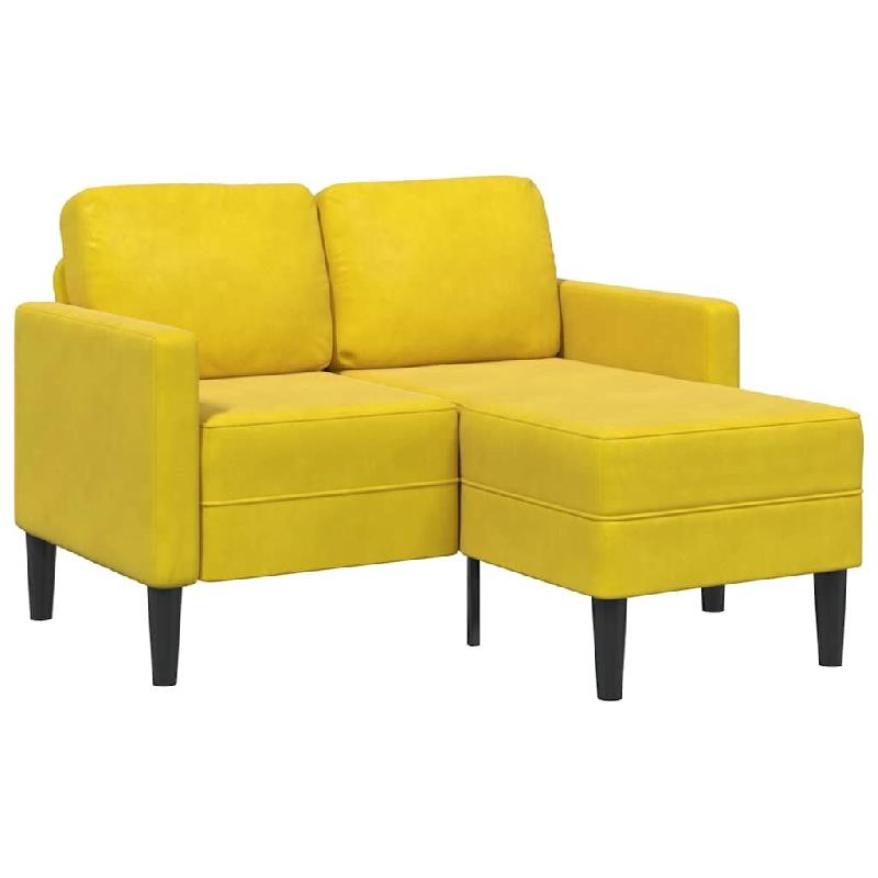VidaXL Canapé 2 places avec méridienne en L jaune 125 cm velours Modèle Rervoriax - 4107074_0