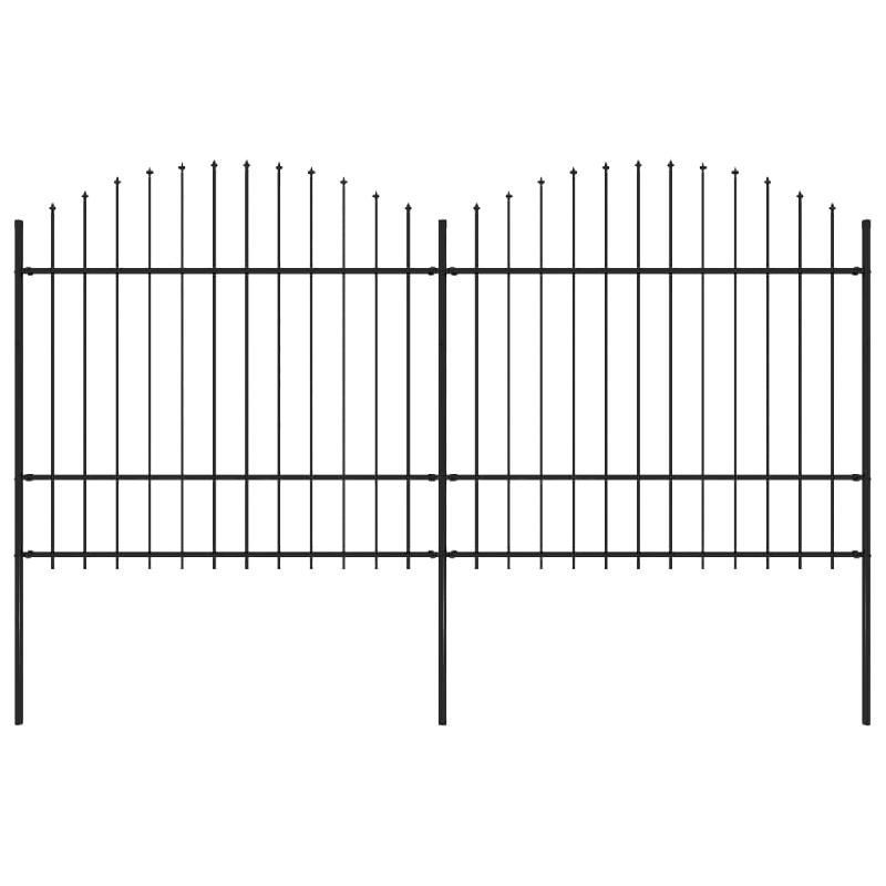 Vidaxl clôture de jardin à dessus en lance acier (1,5-1,75)x3,4 m noir 277740_0