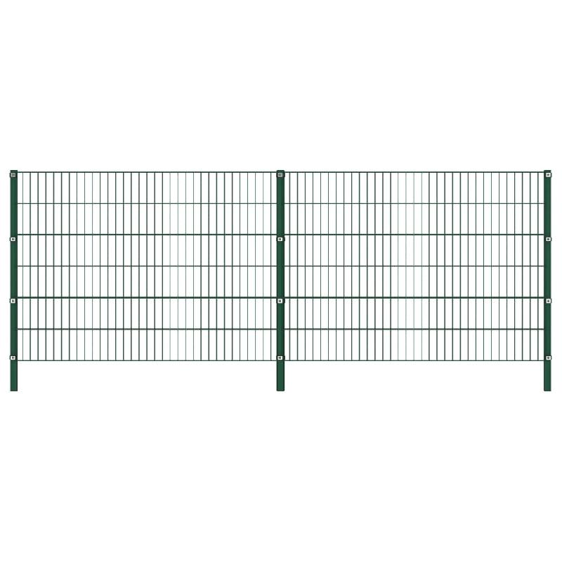 Vidaxl panneau de clôture avec poteaux fer 3,4 x 1,2 m vert 278662_0