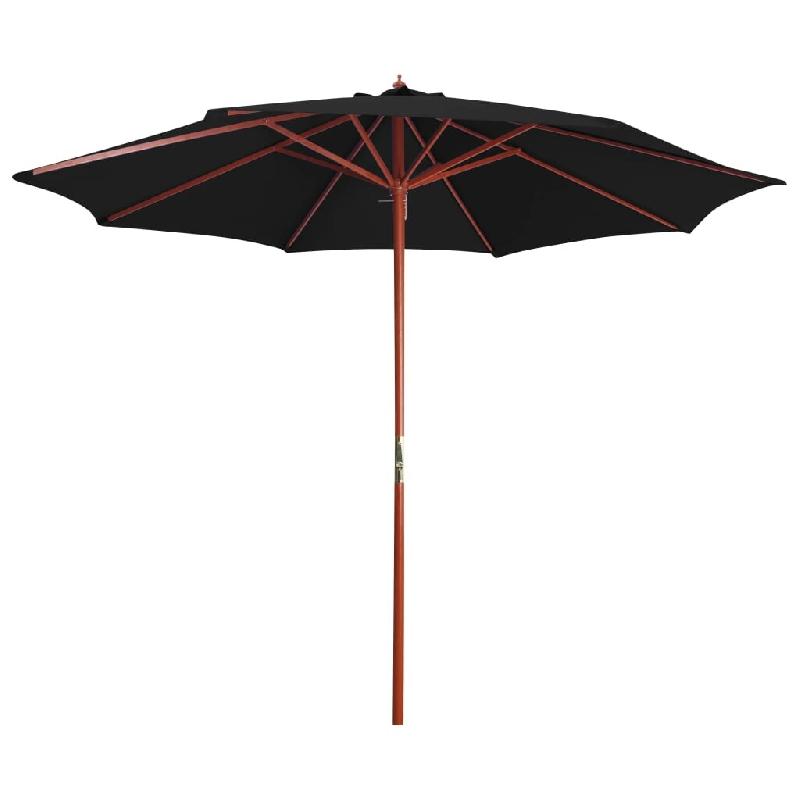 VidaXL Parasol avec mât en bois 300x258 cm Noir Modèle Atlas Terrasse - noir 47124_0