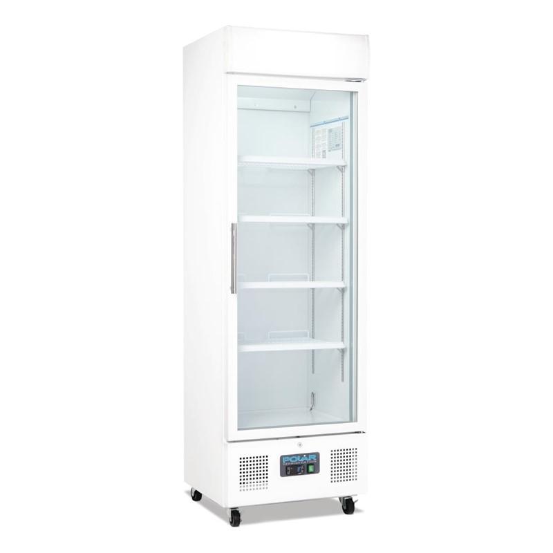 Vitrine réfrigérée positive blanche série G 336L - DM076 - porte double vitrage verrouillable, classe énergétique C_0