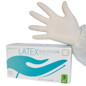 100 GANTS D'EXAMEN LATEX NON POUDRÉ SMALL 6.5