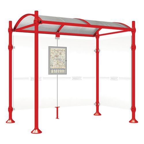 ABRI BUS PROVINCE 2.50 M 1 BARDAGE LAT. INOX ROUGE 3020 - PROCITY