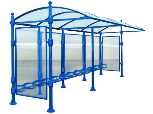 Abri vélo semi-ouvert déco City - structure en aluminium - pour 6 vélos avec support cycles inclus_0