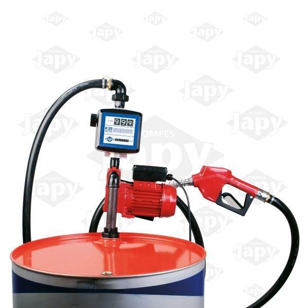 Appareil complet vide-fût FJEV1033A - Pompe avec support pistolet, tuyau et tube plongeur en acier_0