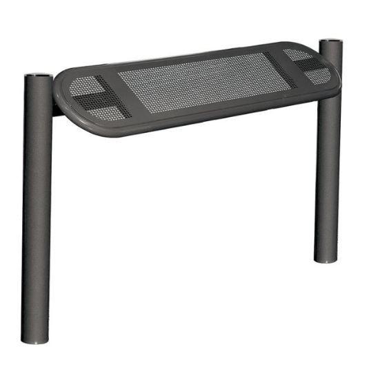Assis-debout inox brossé - Structure en tube acier Ø 76mm - Assise perforée 2mm_0