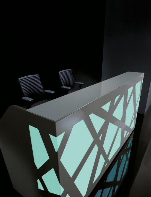 Banque d'accueil lumineuse Zig Zag avec accès PMR - MDD - Droite, Blanc, 260_0