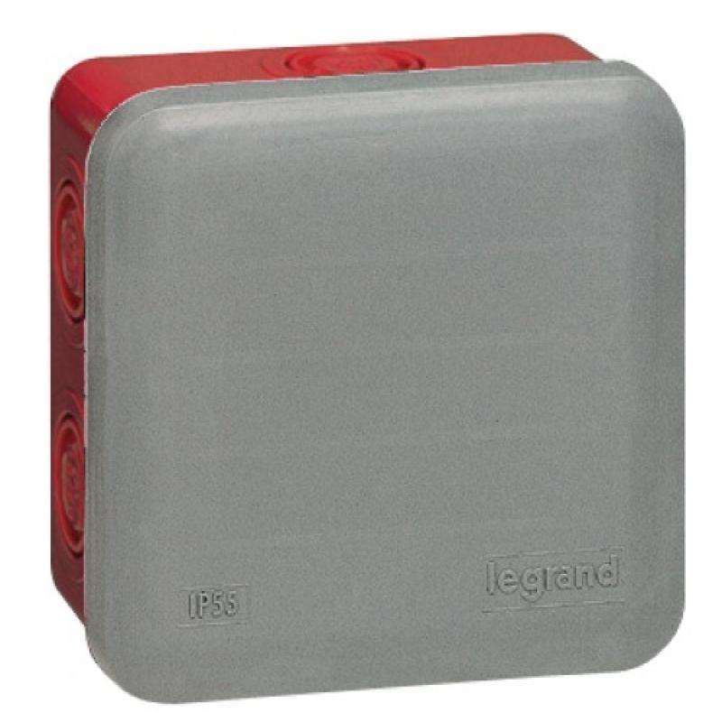 Boîte carrée 105x105x55 étanche plexo gris/rouge embout (7) ip55/ik07 960°c_0