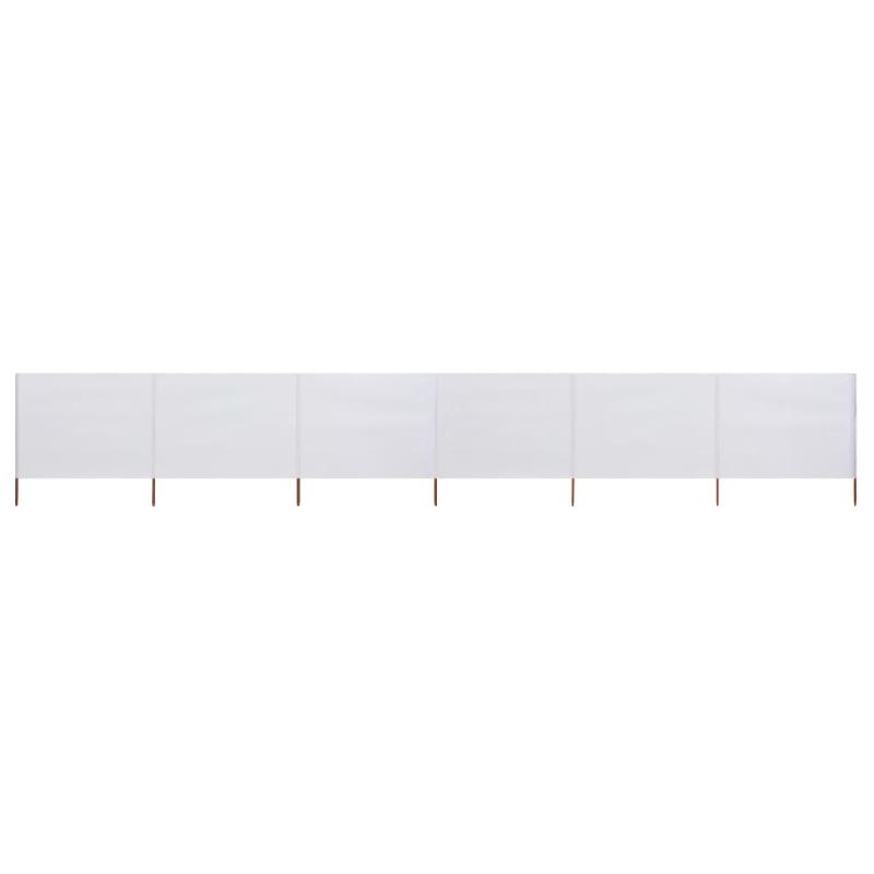 Brise-vue paravent pliable 6 panneaux - tissu blanc sable 800 x 160 cm avec poteaux en bois_0
