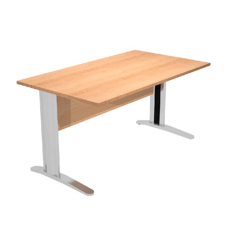 BUREAU DROIT PRONTO PRESTIGE - L.120 X P.80 CM - PLATEAU HETRE - PIEDS L CHROME