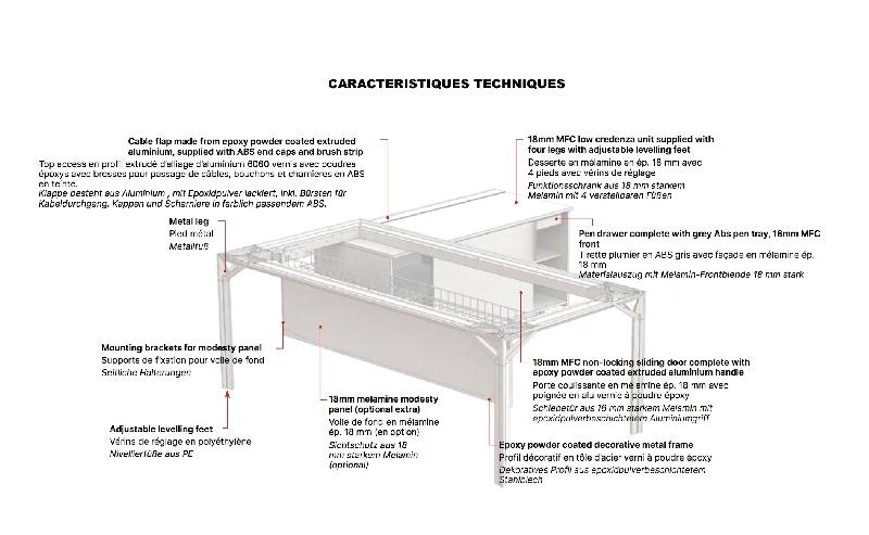 Bureau Manager Design sur meuble retour X8 - Officity. - 189, Blanc, Blanc_0