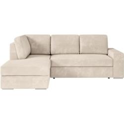Canapé d'angle gauche convertible ARTEMIS 4 places - Velours côtelé beige - L246 x P174 x H96 cm LOUNGITUDE - 3666749565711_0