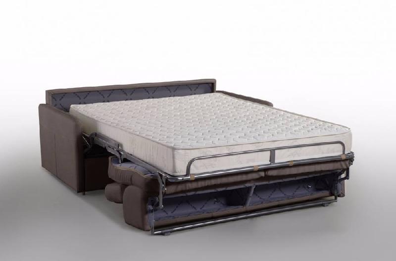 Canapé lit Montmartre en microfibre marron - Couchage 120x197cm - Convertible express avec matelas 18cm et sommier à lattes RENATONISI_0