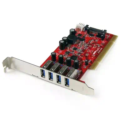 Carte contrôleur PCI à  4 ports USB 3.0 (5Gbps) SuperSpeed - Adaptateur PCI avec alimentation SATA /_0